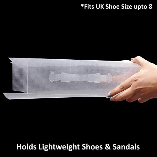 Pack 10 Cajas Guardar Zapatos Plástico Corrugado Transparente por Kurtzy - Plegables Organizador Zapatos Impermeable Cajas - Caben Zapatos Pequeños, Medianos - Ideal para Viajes