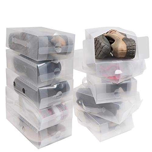 Pack 10 Cajas Guardar Zapatos Plástico Corrugado Transparente por Kurtzy - Plegables Organizador Zapatos Impermeable Cajas - Caben Zapatos Pequeños, Medianos - Ideal para Viajes