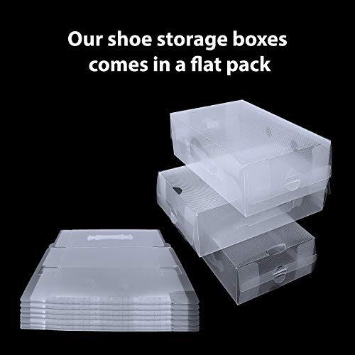 Pack 10 Cajas Guardar Zapatos Plástico Corrugado Transparente por Kurtzy - Plegables Organizador Zapatos Impermeable Cajas - Caben Zapatos Pequeños, Medianos - Ideal para Viajes