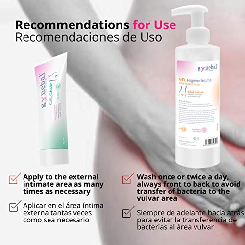 Pack Menopausia Gel de Higiene intima y Gel intimo Mujer de Hidratacion Intensa que Combate Sequedad Atrofia Ardor Picor y Respeta la Flora Vaginal