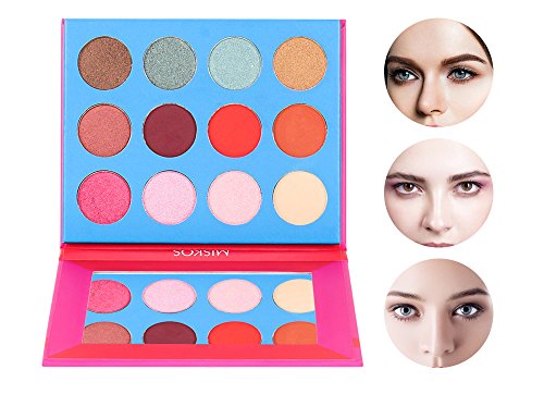 Paleta 12 de sombras de ojos, de MISKOS, con tonos «nude» naturales y de efecto ahumado: 4 mate y 8 brillante, 18 g