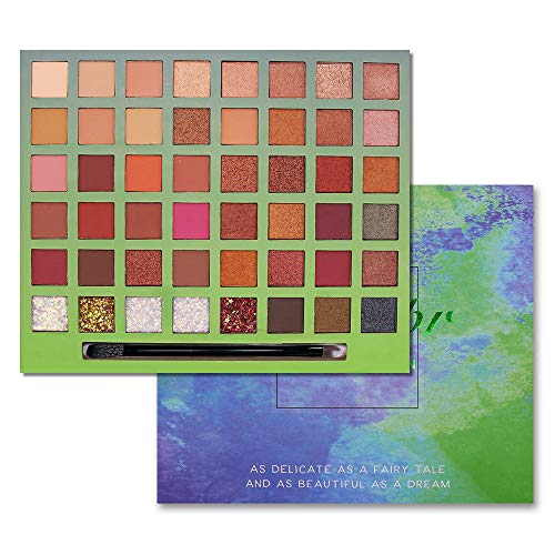 Paleta de Sombras de Ojos Profesional, 48 Brillos Mate Naturales Altamente Pigmentados, Juego de Sombras de Ojos Neutro (con Pincel), duradero e impermeable.