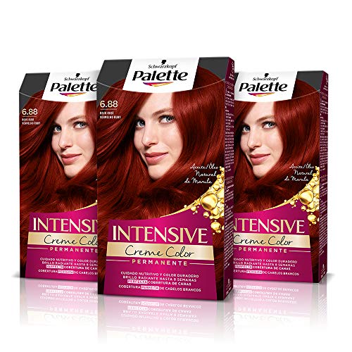 Palette Intense Cream Coloration Intensive Coloración del Cabello 6.88 Rojo Rubí - Pack de 3
