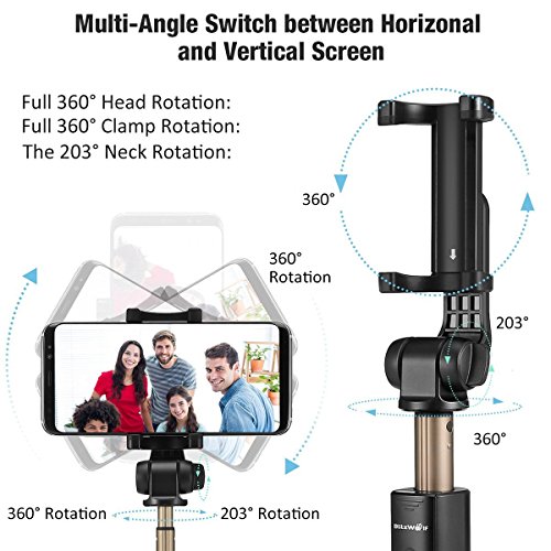 Palo Selfie Trípode con Control Remoto para iPhone 6 6s 7 7plus Android Samsung Galaxy de 3.5-6 Pulgadas - BlitzWolf 3 en 1 Monópode Extensible Mini Selfie Stick Bolsillo Inalámbrico 360° Rotación