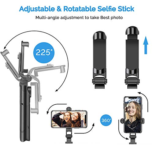 Palo Selfie Trípode, Palo Selfie Stick Bluetooth con Control Remoto, Extensible 3 en 1 Monópode para iPhone XS MAX XR 8 8 Plus 6 6s 7 7plus Android Huawei Samsung Galaxy