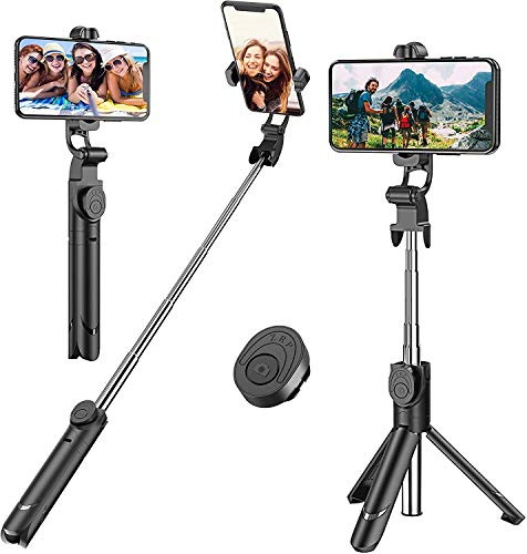Palo Selfie Trípode, Palo Selfie Stick Bluetooth con Control Remoto, Extensible 3 en 1 Monópode para iPhone XS MAX XR 8 8 Plus 6 6s 7 7plus Android Huawei Samsung Galaxy