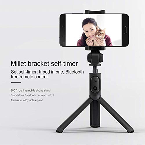 Palo Selfie, Xiaomi Móvil Palo Selfie Trípode Bluetooth con Wireless Remoter, 360 ° Rotación Extensible Palo Selfie Trípode para Pantalla de 3.5-6 pulgadas, Xiaomi Huawei, iPhone, Smasung (Negro)