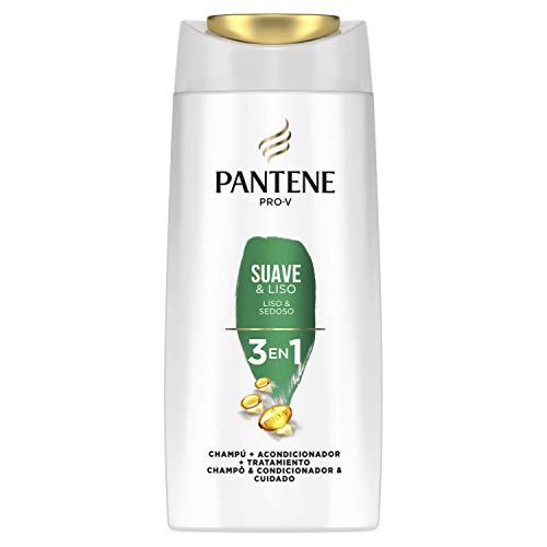 Pantene Pro-V Suave & Liso Champú, Acondicionador y Tratamiento 3 En 1, Suavidad y Control del Encrespamiento, 675 ml