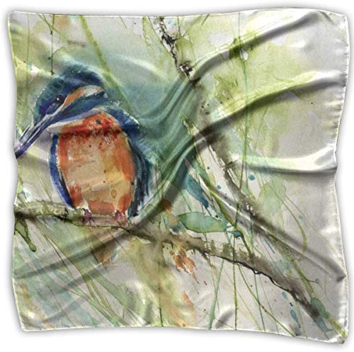 Pañuelo de acuarela de oveja con orejas azules y ojeras de Kingfisher de poliéster con bolsillo cuadrado mulipurpose de seda, impresión delicada