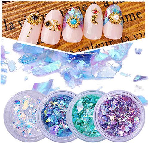 Papel de Vidrio para Uñas Arte Decoración Resplandecer Irregular Lentejuelas (4colores)