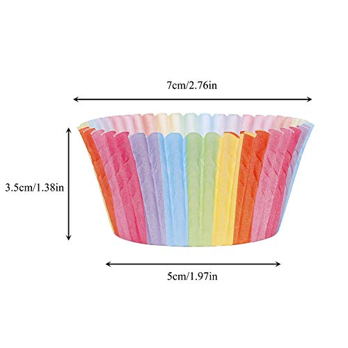 Papel para Cupcakes 200 Unidades Rainbow Papel para Magdalenas Muffins para Hornear Pastel Tarta Cumpleaños Bodas Fiesta