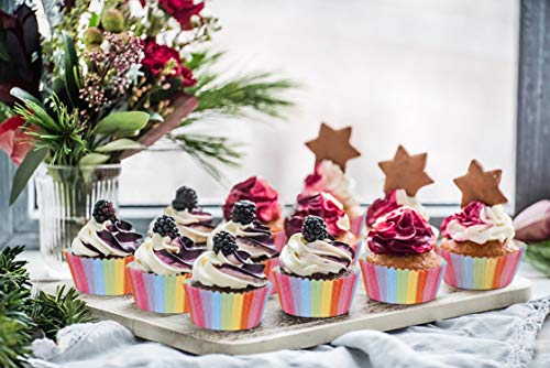 Papel para Cupcakes 200 Unidades Rainbow Papel para Magdalenas Muffins para Hornear Pastel Tarta Cumpleaños Bodas Fiesta