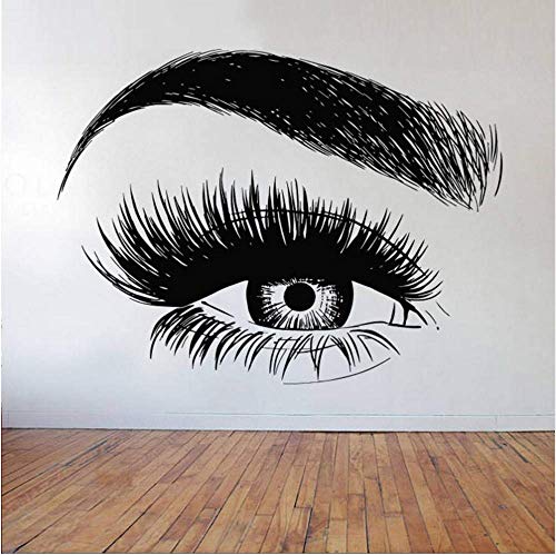 Papel pintado de ojos grandes y pestañas largas Calcomanías extraíbles Sala de estar casera Decoración de arte Calcomanías de pared de vinilo Salón de belleza 76 * 57 cm