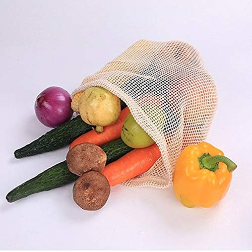 Paquete de algodón Bolsillo de supermercado Pan Fruta Vegetal Arroz Bolsa de compras Bolsa de compras ecológica Bolsillo de tela de algodón (Beige 28 * 20)