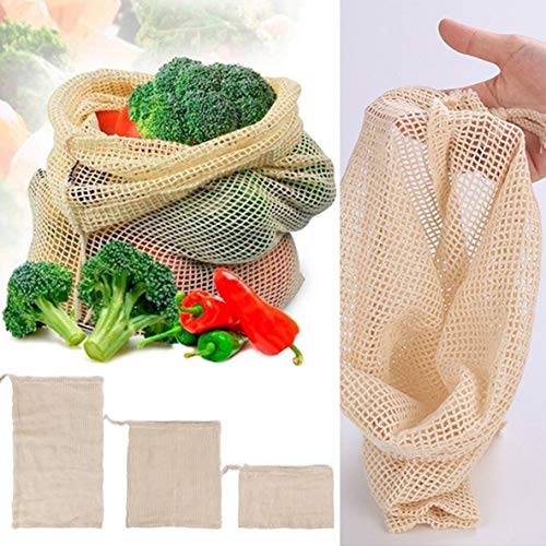 Paquete de algodón Bolsillo de supermercado Pan Fruta Vegetal Arroz Bolsa de compras Bolsa de compras ecológica Bolsillo de tela de algodón (Beige 28 * 20)