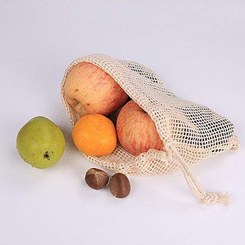 Paquete de algodón Bolsillo de supermercado Pan Fruta Vegetal Arroz Bolsa de Compras Bolsa de Compras ecológica Bolsillo de Tela de algodón (Beige (28 * 33)