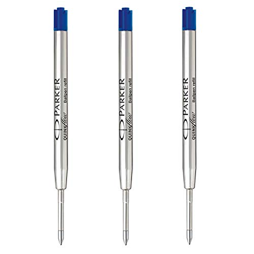 PARKER QUINKflow Recambios de tinta para bolígrafos | punta mediana | tinta azul | paquete de 3