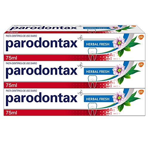 Parodontax Herbal Fresh Pasta de Dientes que Ayuda a Detener y Prevenir el Sangrado de Encías, Sabor Eucalipto y Menta - Pack de 3 x 75 ml