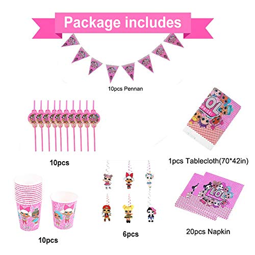 Party Supplies Juego de Decoración Happy Birthday Party Vajilla,78pcs LOL Surprise Party Supplies Decoraciones de Vajilla para Fiestas de Cumpleaños para Niños-10 Invitados