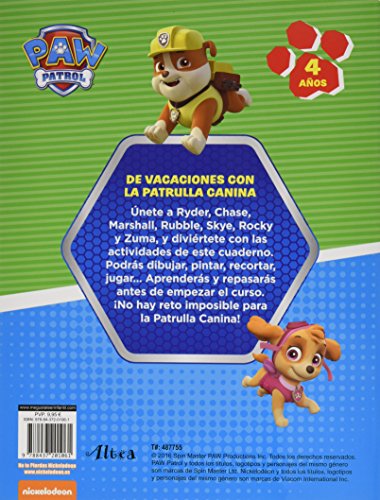 Paw Patrol. Cuaderno de vacaciones - 4 años (Cuadernos de vacaciones de La Patrulla Canina)