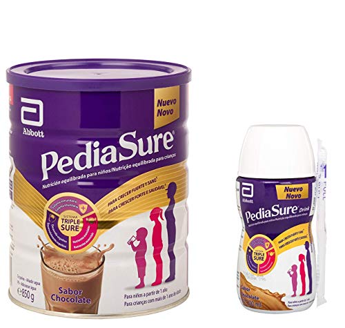 PediaSure Pack de 2 Complemento Alimenticio para Niños con Proteínas, Vitaminas y Minerales, Sabor Chocolate - 850 gr + 4 x 200 ml