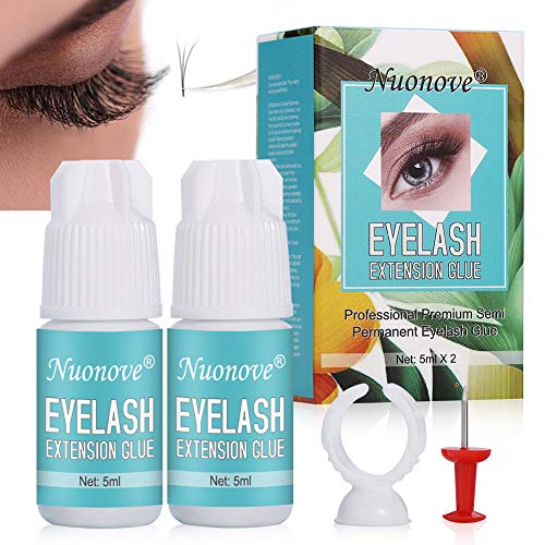 Pegamento Pestañas Postizas, Eyelash Extension Glue, Pegamento para Extensión de Pestañas, Profesional Pestañas Falsas Extensión Pegamento, Secado Rápido/Firme/larga duración de 6-7 semanas, 5ml x 2