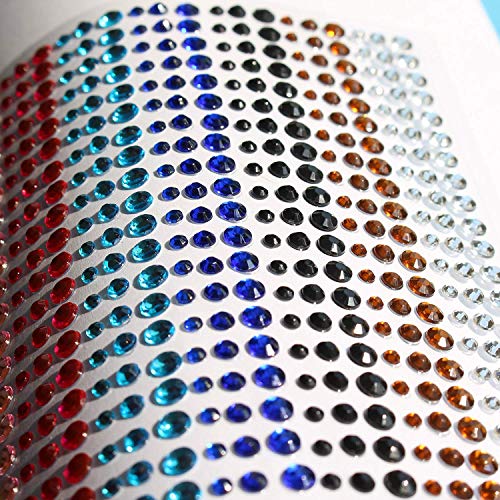 Pegatinas de Diamantes de Imitación Joyas Adhesivas Joya de Cristal de Colores para uñas faciales Tarjetas Artesanales Niños Decoraciones de Bricolaje 1800 Piezas 3mm 4mm 5mm