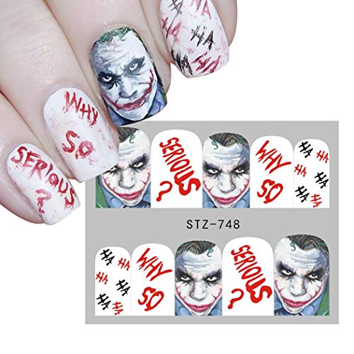 Pegatinas Uñas，Kapmore 25 Hojas Halloween Pegatinas Uñas Decorativas Nail Art Stickers Elegante Estampado de Fores Decoracion