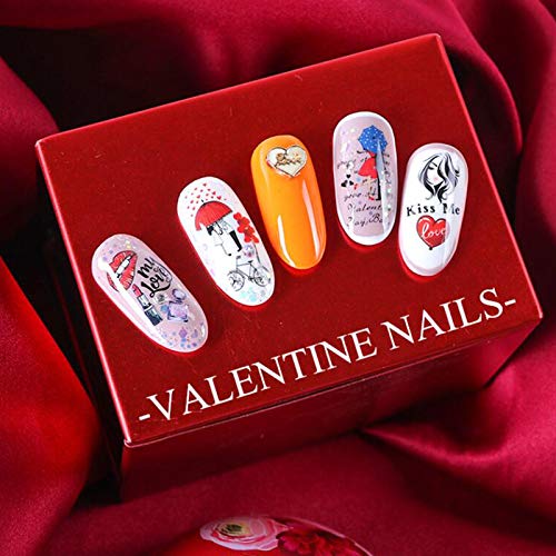 Pegatinas Uñas，Mwoot 24 Hojas Transferencia Agua Pegatinas Uñas Decorativas Nail Art Stickers Corazones sexy amor beso labios Decoracion,Calcomanías Uñas Etiquetas Engomadas