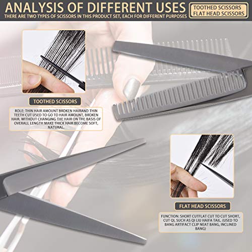 Peinat Tijeras de Peluquería,Conjunto Tijeras Peluqueria Profesional, Tijeras Barbero de Cortar y Entresaca de barbero y peine de, clips, set corte de pelo profesional