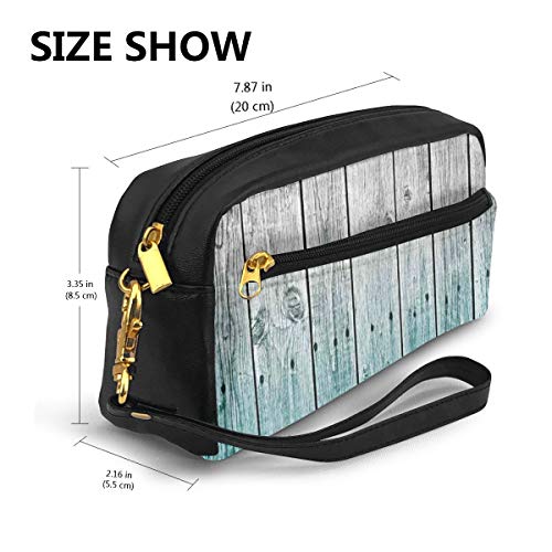 Pencil Case Pen Bag Pouch Stationary,Wood Panels Background with Digital Tones Effect Country House Art Image,Small Makeup Bag Coin Purse