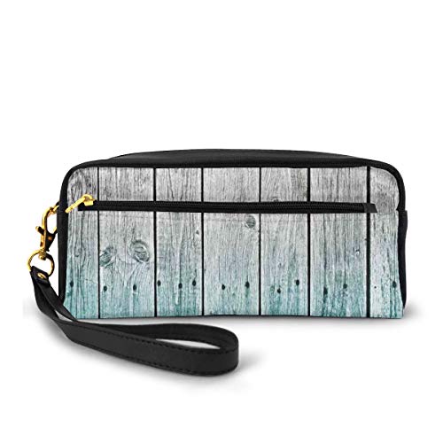 Pencil Case Pen Bag Pouch Stationary,Wood Panels Background with Digital Tones Effect Country House Art Image,Small Makeup Bag Coin Purse