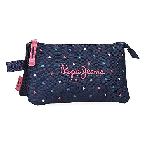 Pepe Jeans Molly Carry All 3 Comp, Estuche Tres Compartimentos para Niñas, Azul (598dark Ocean), 1x1x1 Centimeters (W x H x L)