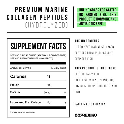 Péptidos Colágeno Marino de Peces Salvajes del Atlántico Norte (No de Acuicultura) – Pack Grande (425gr) – Proteína de Colágeno en Polvo para Articulaciones, Huesos, Piel, Cabello (Hecho en Canadá)