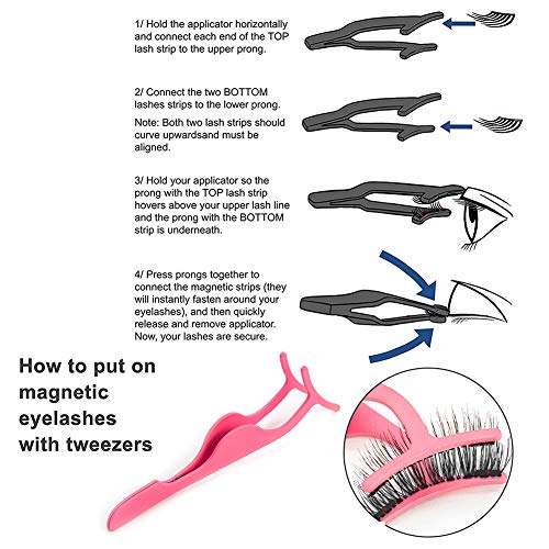 Pestañas Magneticas,3D Pestañas Postizas Reutilizables, Pestañas Postizas Naturales Magnéticas Kit Pestañas con Rizador de Pestañas