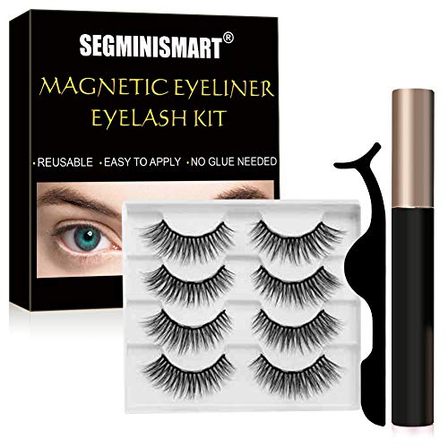 Pestañas Magnéticas,Pestañas Magneticas Delineador,Magnéticas Eyeliner Waterproof,PestañasPostizas Magnéticas Kit,No se Necesita Pegamento,Reutilizables(4 pares)