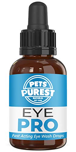 Pets Purest Gotas 100% Naturales de Lavado de Ojos para Perros, Gatos y Mascotas - Potente y rápidas acción de Gotas de Lavado para Ojos acuosos irritados con picazón - 1-2 años de Suministro