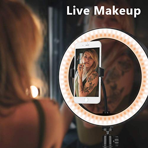 PEYOU Anillo de Luz, 10” Aro de Luz con Trípode de 50''/128cm, 3 Temperatura de Color, 10 Brillo Regulable, Control Remoto, para Móvil, Cámara, Youtube, Selfie Vídeo, Maquillaje fotográfica, TIK Tok