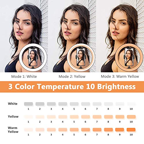 PEYOU Anillo de Luz, 10” Aro de Luz con Trípode de 50''/128cm, 3 Temperatura de Color, 10 Brillo Regulable, Control Remoto, para Móvil, Cámara, Youtube, Selfie Vídeo, Maquillaje fotográfica, TIK Tok