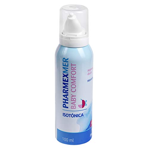 Pharmexmer Baby Comfort Spray nasal Isotónica, Agua de mar para el lavado y la higiene nasal diaria, Para niños y bebés a partir de 6 meses, 100 ml