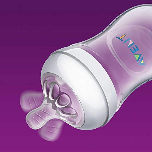 Philips Avent Biberón Natural SCF030/17 - Biberón de 125 ml con tetina con flujo para recién nacidos, diseñada para imitar el tacto del pecho, 0% BPA, 0m+, color transparente