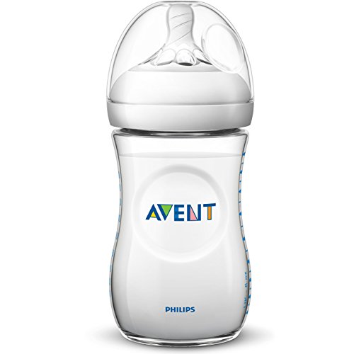 Philips Avent Biberón Natural SCF033/27 - Pack de dos biberones de 260 ml con tetina con flujo para recién nacidos, diseñada para imitar el tacto del pecho, 0% BPA, 1m+, color transparente