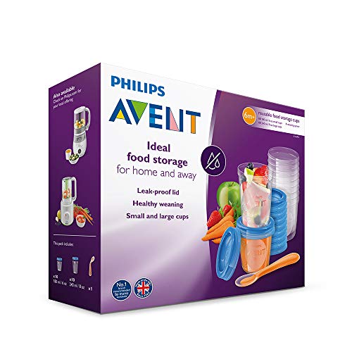 Philips Avent - Juego de recipientes para comida de bebé (20 recipientes + 1 cuchara + libro recetas)
