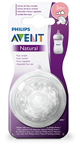 Philips Avent SCF045/27-2 - Tetinas natural flujo variable, 3m+, con 2 agujeros