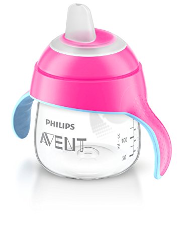 Philips Avent SCF751/07 - Vaso con boquilla blanda, diseño pingüino, para 6 meses, 200 ml, color rosa y blanco