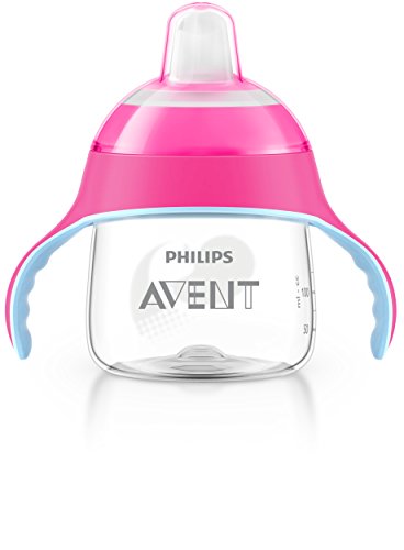 Philips Avent SCF751/07 - Vaso con boquilla blanda, diseño pingüino, para 6 meses, 200 ml, color rosa y blanco