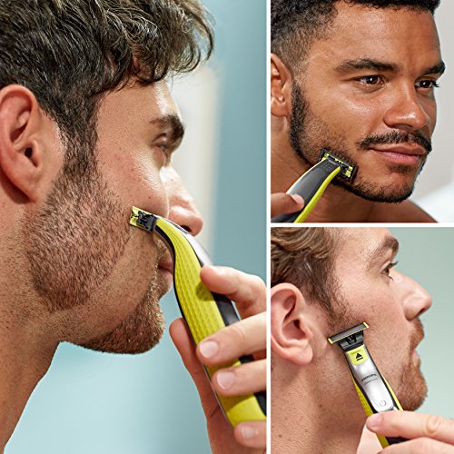 Philips QP2630/30 OneBlade Cara + Cuerpo - Recortador de Barba Recargable con Peine-guía para el Cuerpo, 4 Peines-guía para Barba de 1,2,3 y 5 mm, Uso en Seco y Húmedo