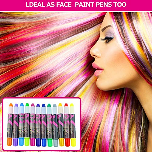 Philonext Plumas de Tiza Coloridas cerosas Profesionales del Pelo Color de Pelo Temporal no tóxico del Brillo de Las Plumas de Tiza (12 Colors)