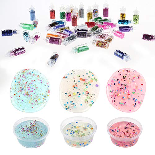 Phogary - 48 frascos con accesorios para decoración de uñas. Purpurina en polvo, lentejuelas, cuentas, etc., para decoración de uñas, maquillaje de ojos y cuerpo, y fabricación de slime