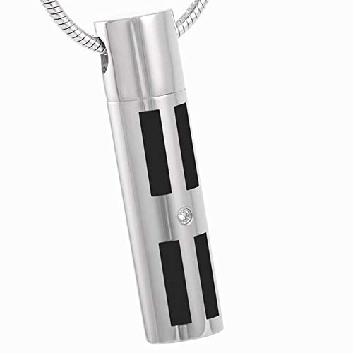 PicZhiwenture Collar joyería de cremación Descuento !!! Botella de Perfume de Cilindro de Acero Inoxidable Collar de urna de cremación para Cenizas   (Solo Colgante)